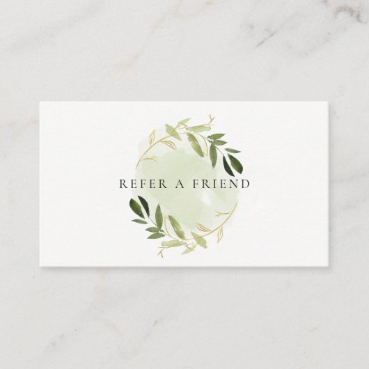 金ゴールドフェイク緑の葉の水色は友人を表す 名刺 (正面)