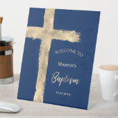 金ゴールドフェイク聖クロス・カトリック教会のバプテスマ歓迎サイン 台座サイン (インサイチュ)