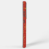 金ゴールドフェイク葉グリッター名前をカスタムする赤エレガント SAMSUNG GALAXYケース (右側面)