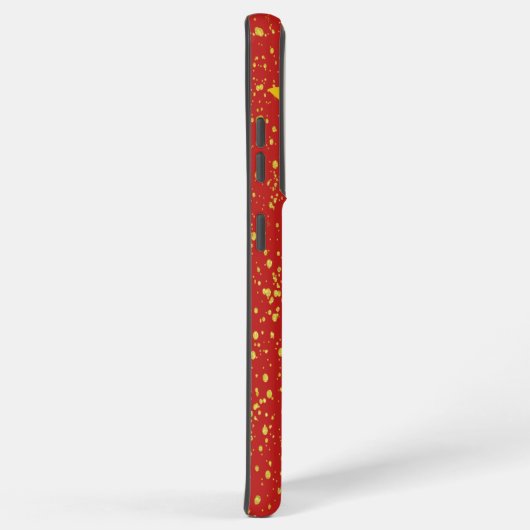 金ゴールドフェイク葉グリッター名前をカスタムする赤エレガント SAMSUNG GALAXYケース (右側面)