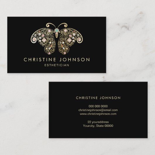 金ゴールドフェイク葉蝶 名刺 (正面/裏面)