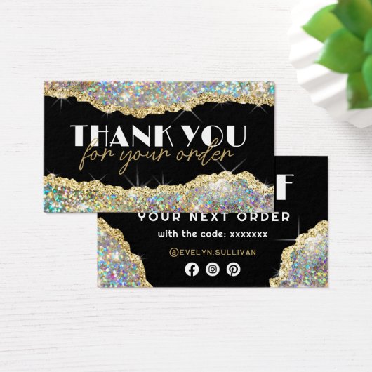 金ゴールドフェイク虹色グリッター割引カード (デスク)