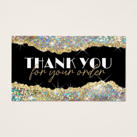 金ゴールドフェイク虹色グリッター割引カード (正面)