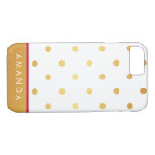 金ゴールドフェイク金ゴールド水玉模様のホットピンクの行名 Case-Mate iPhoneケース (裏面(横))