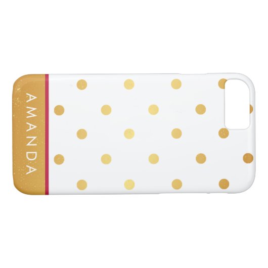 金ゴールドフェイク金ゴールド水玉模様のホットピンクの行名 Case-Mate iPhoneケース (裏面(横))