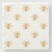 金ゴールドフェイク金属箔フォトエフェクトミツバチ ストーンコースター (正面)