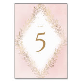 金ゴールドフェイク金箔の植物葉の優雅な結婚式 テーブルナンバー (裏面)