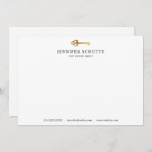 金ゴールドフェイク鍵パーソナライズされたシック不動産仲介業者文房具 ノートカード (正面/裏面)