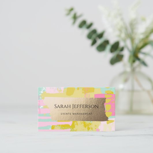 金ゴールドフェイク·ネオミントがすべてのサイズの抽象芸術に対応 名刺 (スタンド正面)