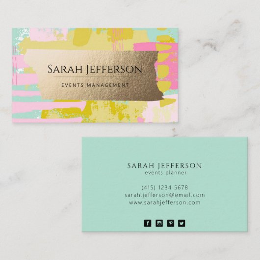 金ゴールドフェイク·ネオミントがすべてのサイズの抽象芸術に対応 名刺 (正面/裏面)