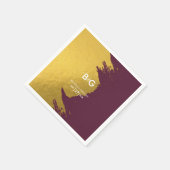 金ゴールドフェイク・ブルゴーニュ結婚ー スタンダードカクテルナプキン (角)