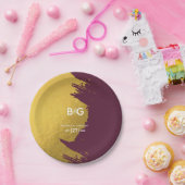 金ゴールドフェイク・ブルゴーニュ結婚ー ペーパープレート (パーティー)