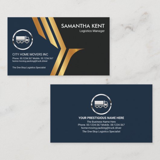 金ゴールドフェイク《鳥》ハヤブサウイングトラック物流 名刺 (正面/裏面)