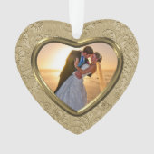 金ゴールドフェイクBrocade写真テンプレート オーナメント (正面)