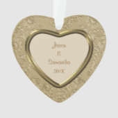 金ゴールドフェイクBrocade写真テンプレート オーナメント (裏面)