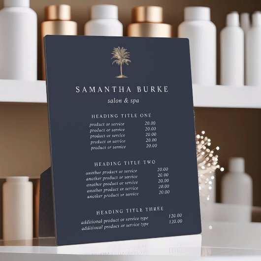 金ゴールドフェイクPalm Treeの価格/サービスの表示 フォトプラーク