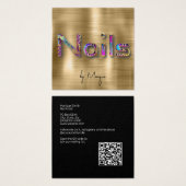 金ゴールドフェイクw宝石トーンネイルアーティスト名刺 (正面&裏面)