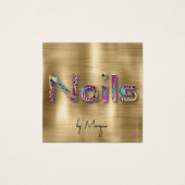 金ゴールドフェイクw宝石トーンネイルアーティスト名刺 (正面)