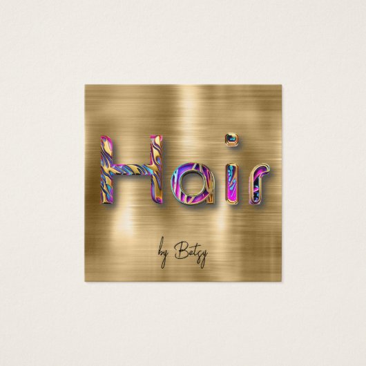 金ゴールドフェイクw宝石トーン美容師名刺 (正面)