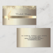 金ゴールドフェザーストライプシャンパーニュ公証人 名刺 (正面/裏面)