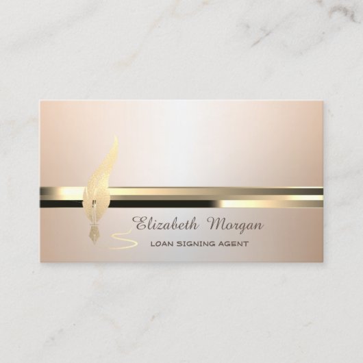 金ゴールドフェザーストライプルミヌース公証人 名刺 (正面)