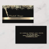金ゴールドフェザーストライプ紙吹雪ブラック公証人 名刺 (正面/裏面)