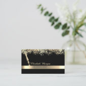 金ゴールドフェザーストライプ紙吹雪ブラック公証人 名刺 (スタンド正面)