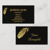 金ゴールドフェザーペンクラシックブラックライター 名刺 (正面/裏面)