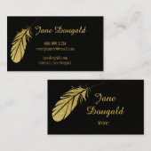 金ゴールドフェザーペンクラシックブラックライター 名刺 (正面/裏面)