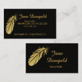 金ゴールドフェザーペンブラッククラシック公証人 名刺 (正面/裏面)