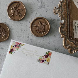 金ゴールドフェザーボホトロピカルフローラ差出人住所 ラベル