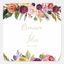 金ゴールドフェザーボホトロピカル結婚封筒用シール スクエアシール