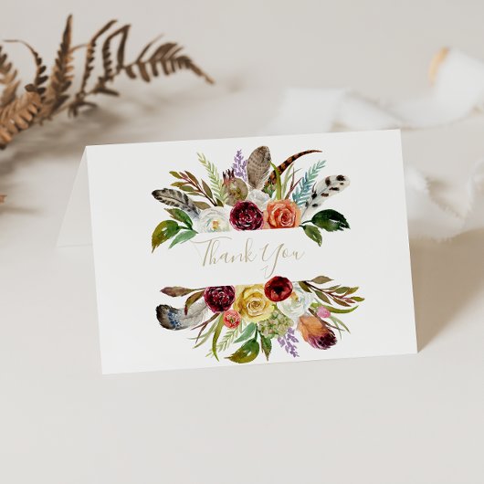 金ゴールドフェザーボホ折り結婚畳みサンキューカード サンキューカード