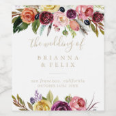 金ゴールドフェザーBohoトロピカル結婚ワインのラベル ワインラベル (シングルラベル)