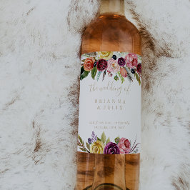 金ゴールドフェザーBohoトロピカル結婚ワインのラベル ワインラベル