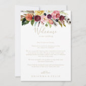 金ゴールドフェザーBoho Tropical結婚のウェルカムレター (正面)