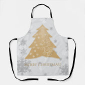 金ゴールドフェスティバルクリスマスツリーオールオーバープリントエプロン エプロン (正面)