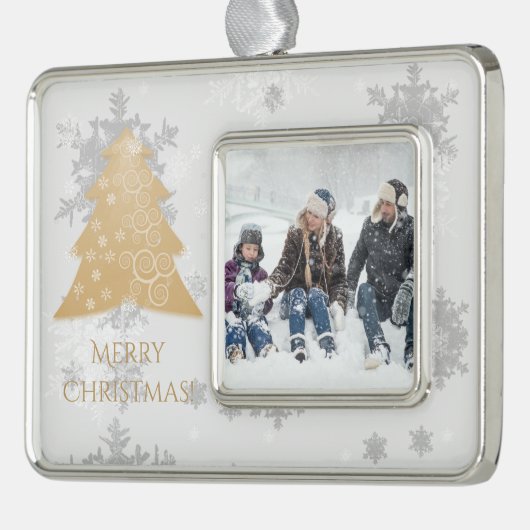 金ゴールドフェスティバルクリスマスツリー枠オーナメント シルバープレートフレームオーナメント (左)
