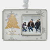 金ゴールドフェスティバルクリスマスツリー枠オーナメント シルバープレートフレームオーナメント (正面)