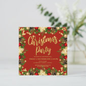 金ゴールドフェスティバルグリッタークリスマス企業のレッド 招待状 (スタンド正面)