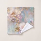 金ゴールドフェミニン白い花 バスタオルセット (ウォッシュタオル)