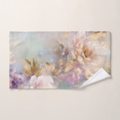 金ゴールドフェミニン白い花 バスタオルセット (ハンドタオル)