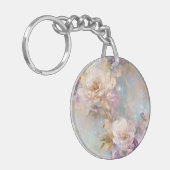 金ゴールドフェミニン紫の白い花 キーホルダー (正面左)