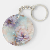 金ゴールドフェミニン紫の白い花 キーホルダー (裏面)