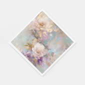 金ゴールドフェミニン紫の白い花 スタンダードランチョンナプキン (角)