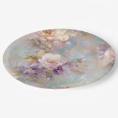 金ゴールドフェミニン紫の白い花 ペーパープレート (アングル)