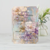 金ゴールドフェミニン紫の白い花 招待状 (スタンド正面)