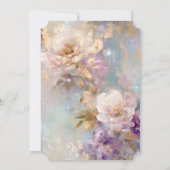 金ゴールドフェミニン紫の白い花 招待状 (裏面)