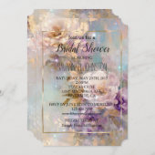 金ゴールドフェミニン紫の白い花 招待状 (正面/裏面)