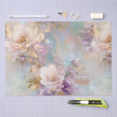 金ゴールドフェミニン紫の白い花 薄葉紙 (クラフト)